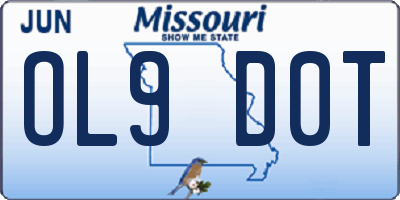 MO license plate OL9D0T