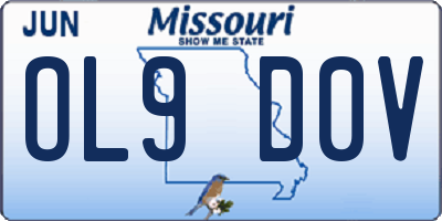 MO license plate OL9D0V