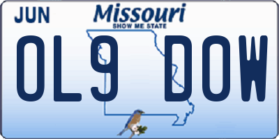 MO license plate OL9D0W