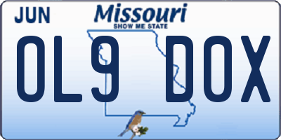 MO license plate OL9D0X