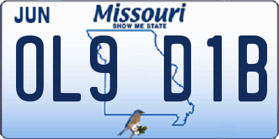 MO license plate OL9D1B