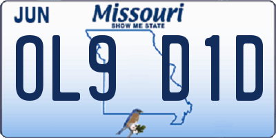 MO license plate OL9D1D