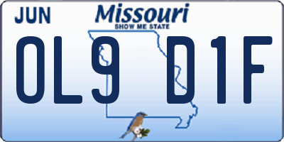 MO license plate OL9D1F