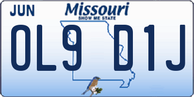 MO license plate OL9D1J