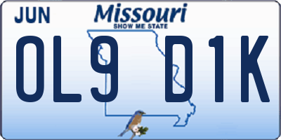 MO license plate OL9D1K