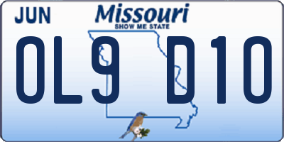 MO license plate OL9D1O