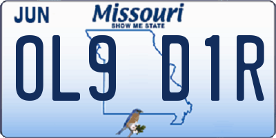 MO license plate OL9D1R