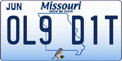 MO license plate OL9D1T