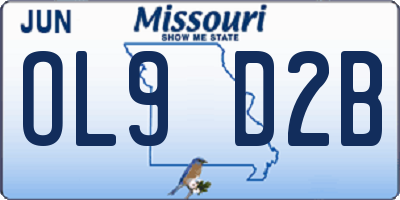 MO license plate OL9D2B