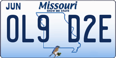 MO license plate OL9D2E