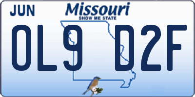 MO license plate OL9D2F