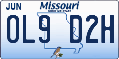 MO license plate OL9D2H