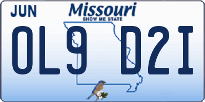 MO license plate OL9D2I