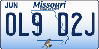 MO license plate OL9D2J