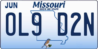 MO license plate OL9D2N