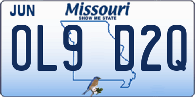 MO license plate OL9D2Q