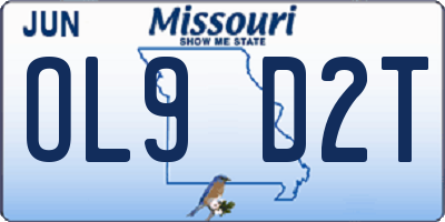 MO license plate OL9D2T