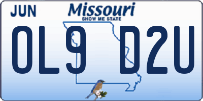 MO license plate OL9D2U
