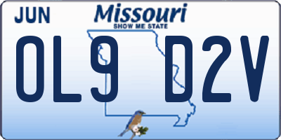 MO license plate OL9D2V