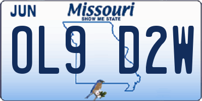MO license plate OL9D2W