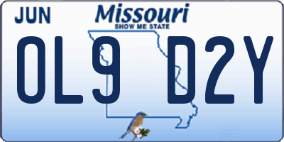 MO license plate OL9D2Y
