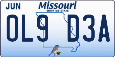 MO license plate OL9D3A