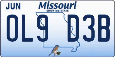 MO license plate OL9D3B