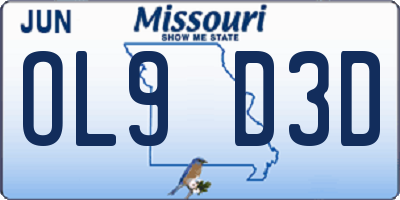 MO license plate OL9D3D