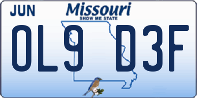 MO license plate OL9D3F