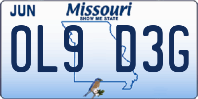 MO license plate OL9D3G