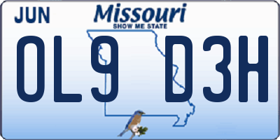 MO license plate OL9D3H