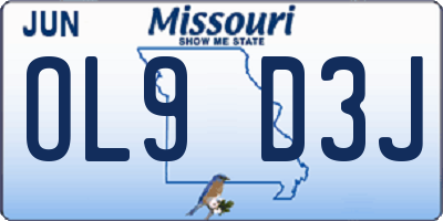 MO license plate OL9D3J
