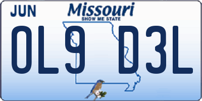 MO license plate OL9D3L