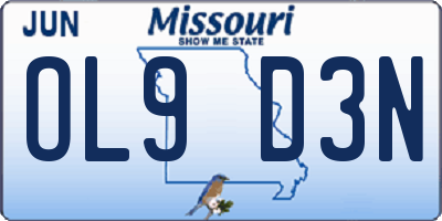 MO license plate OL9D3N