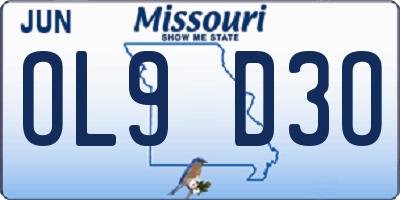 MO license plate OL9D3O