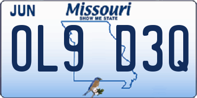 MO license plate OL9D3Q