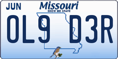 MO license plate OL9D3R