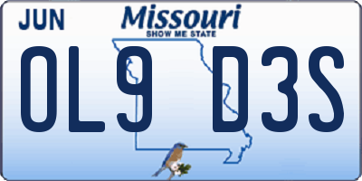 MO license plate OL9D3S