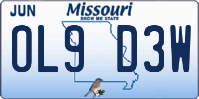 MO license plate OL9D3W