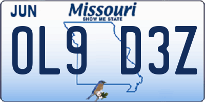 MO license plate OL9D3Z