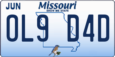 MO license plate OL9D4D