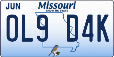 MO license plate OL9D4K