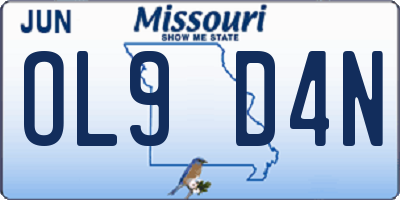 MO license plate OL9D4N