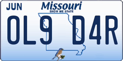 MO license plate OL9D4R