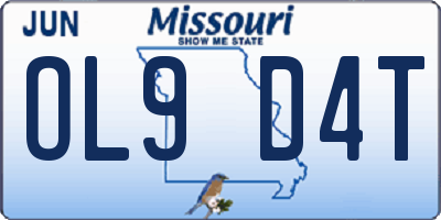 MO license plate OL9D4T