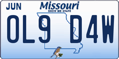 MO license plate OL9D4W
