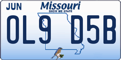 MO license plate OL9D5B