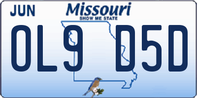 MO license plate OL9D5D