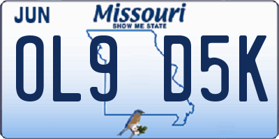 MO license plate OL9D5K