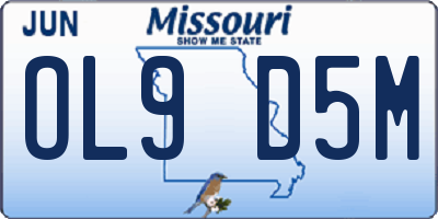 MO license plate OL9D5M